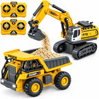 2P Mini Excavadora RC y camión volquete juguete conjunto, construcción
