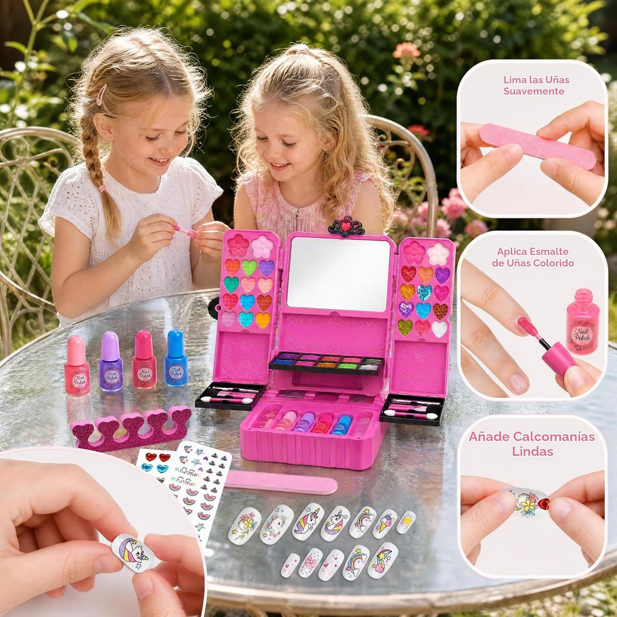 Juegos de maquillaje para niñas de 5 a 8 años, kit de maquillaje de juego para edades 3456789 10 años de edad, regalos de cumpleaños para niñas
