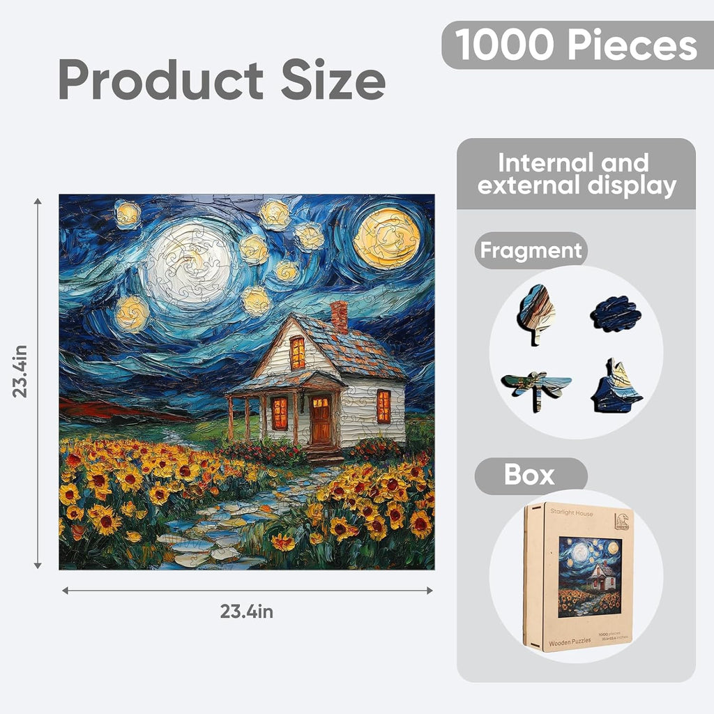 1000pcs rompecabezas de madera Starlight House WallDecor 19x19in