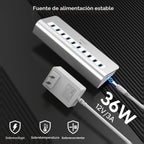 intpw, YH6, hub USB 3.2 de 10 puertos, alimentado