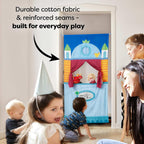 HABA Doorway Teatro de marionetas - Ahorro de espacio con varilla ajustable: ideal para juegos de simulación, títeres de mano, actividades educativas para niños y juguetes para niños pequeños de 3 años en adelante