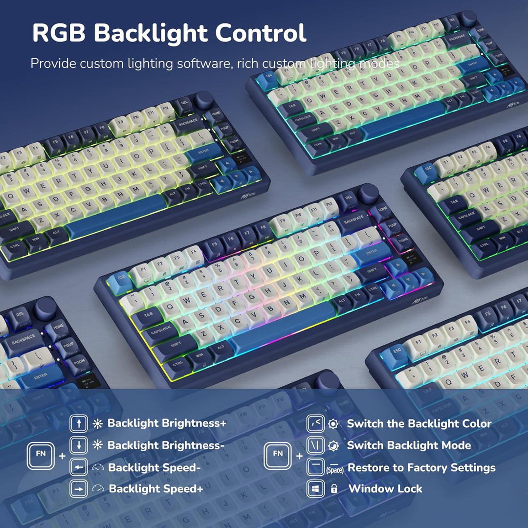 RK ROYAL KLUDGE M75 Wireless Mechanical Keyboard w\/Screen and Volu...