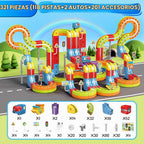 Juego de tren eléctrico para niños, 321 piezas (118 pistas + 2 autos) juego de tren magnético para niños pequeños, juguetes STEM regalos de cumpleaños para niños de 3 a 12 años, kits de pista de