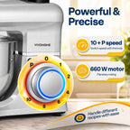 VIVOHOME - Batidora de pie 6 en 1, batidora de cabeza inclinable de 8.5