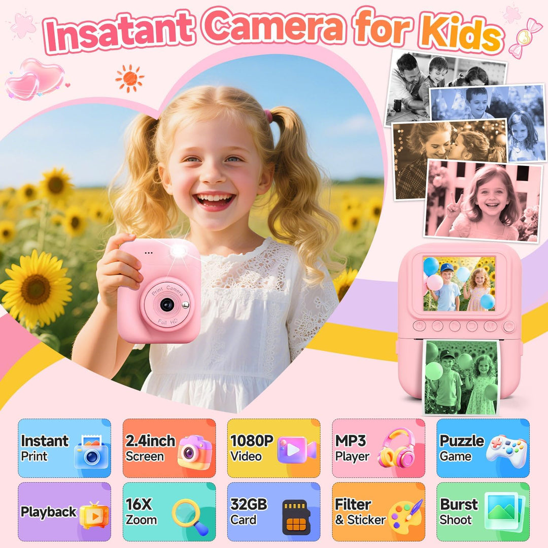 Cámara de impresión instantánea para niños, juguetes de cámara para...
