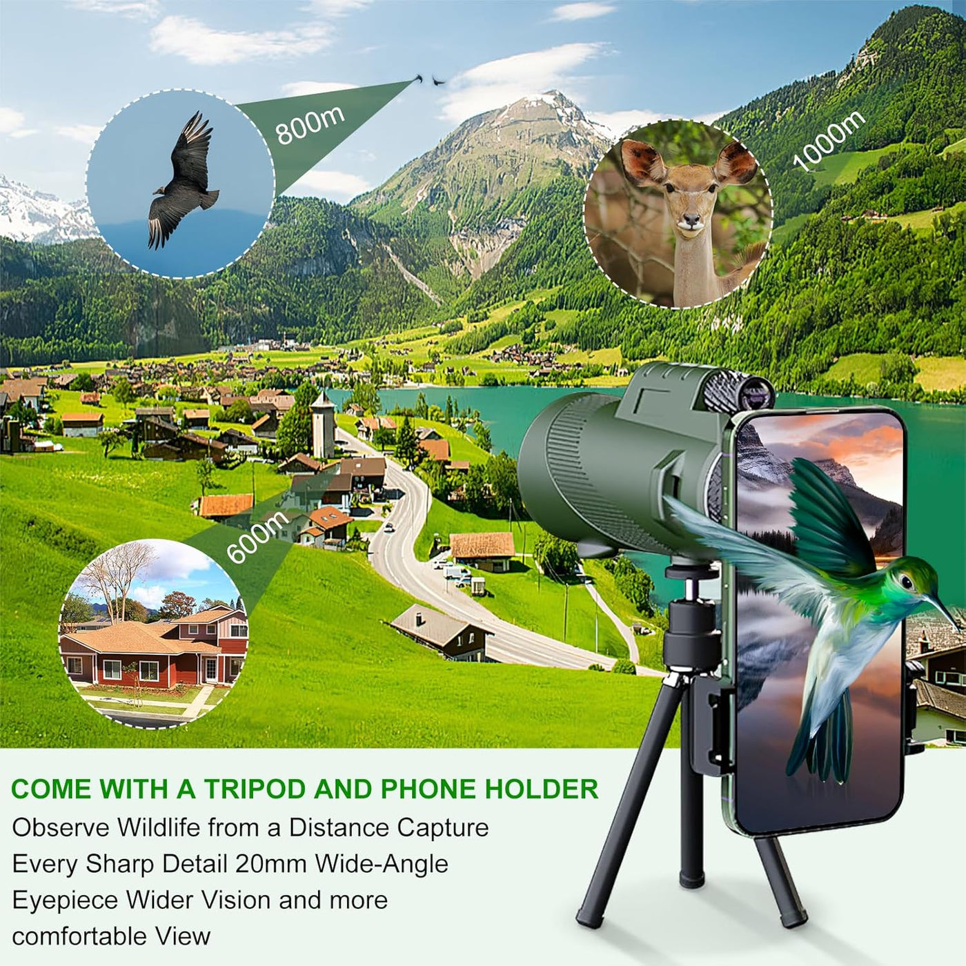 tigeberst Telescopio monocular monoculares para adultos
