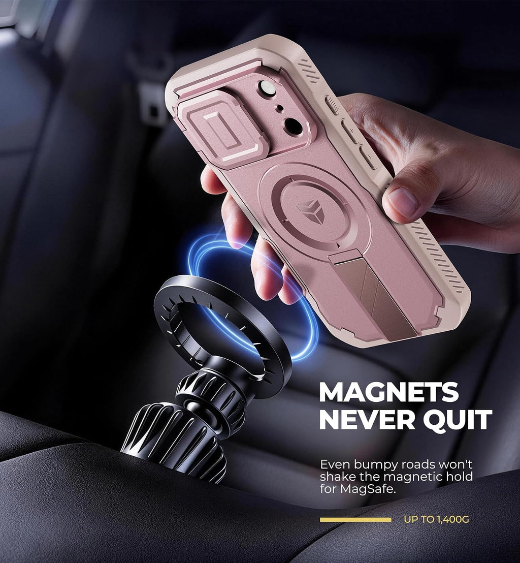 Dexnor Funda para teléfono Pro 2026/2025, [2 marcos frontales, funda para cámara abatible integrada y soporte integrados], compatible con MagSafe, funda resistente a prueba de golpes con protector de