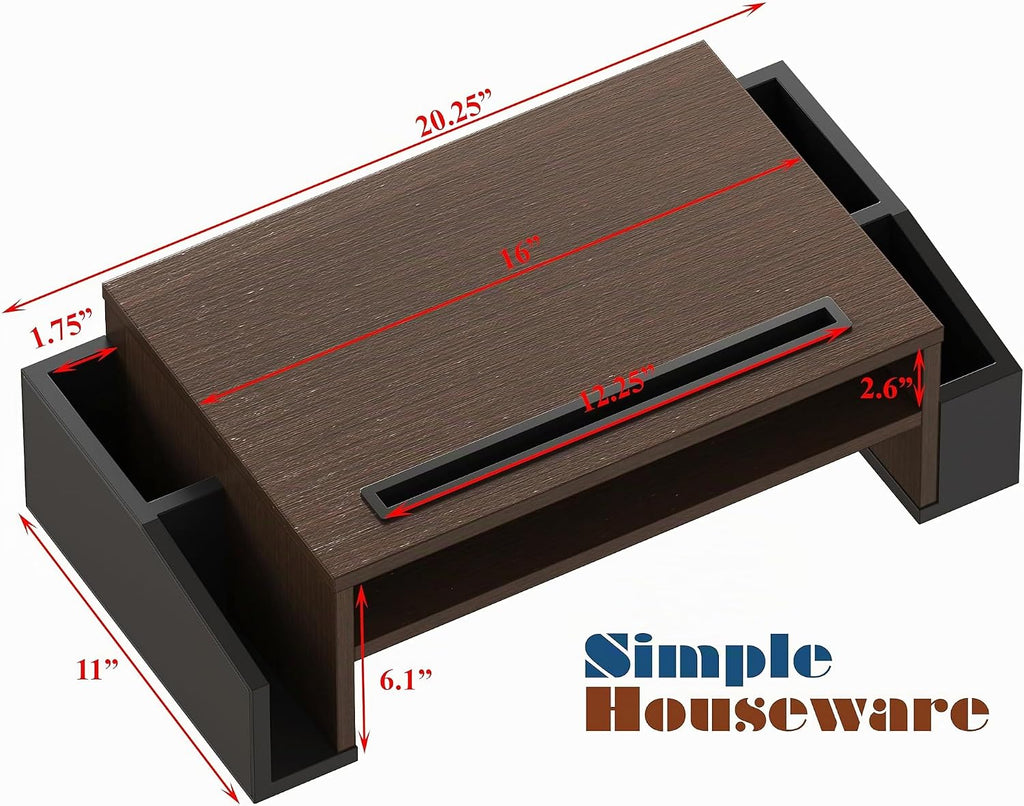 Simple Houseware Soporte elevador para monitor de escritorio con bandeja ajustable, Espresso
