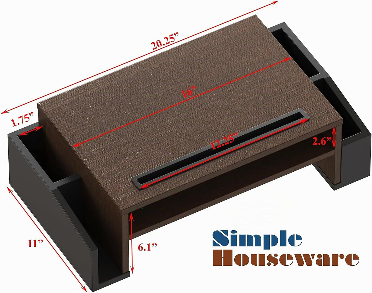 Simple Houseware Soporte elevador para monitor de escritorio con bandeja ajustable, Espresso