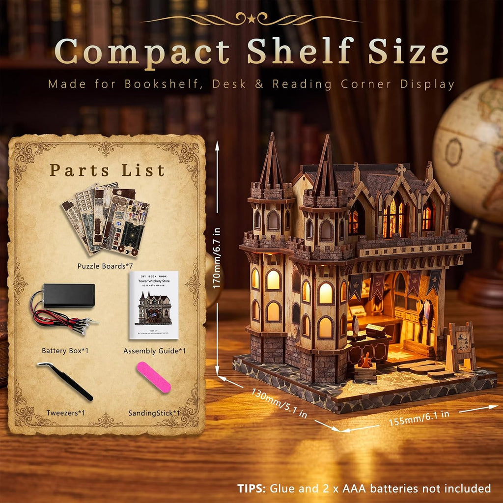 Kit de casa en miniatura de bricolaje, kit de rincón de libro Magic