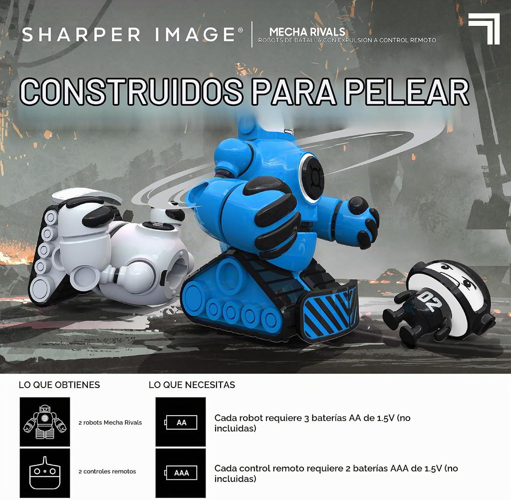 Sharper Image Mecha Rivals - Robots de batalla con control remoto, juego de robots de lucha inalámbricos para dos jugadores con luces y sonidos, modos solo y versus, asientos eyectores