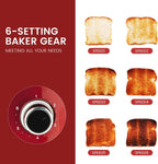 Roter Mond Tostadora de 2 rebanadas, de acero inoxidable, retro, con función de bagel, cancelar y descongelar, 6 ajustes de tostado de pan, ranuras extra anchas y bandeja de migas extraíble, color