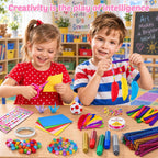 Anyeve Kit de 2176 piezas de suministros para artes y manualidades, caja de manualidades todo en uno con pompones y plumas, ideas de regalo de manualidades y juego de actividades artísticas para niños