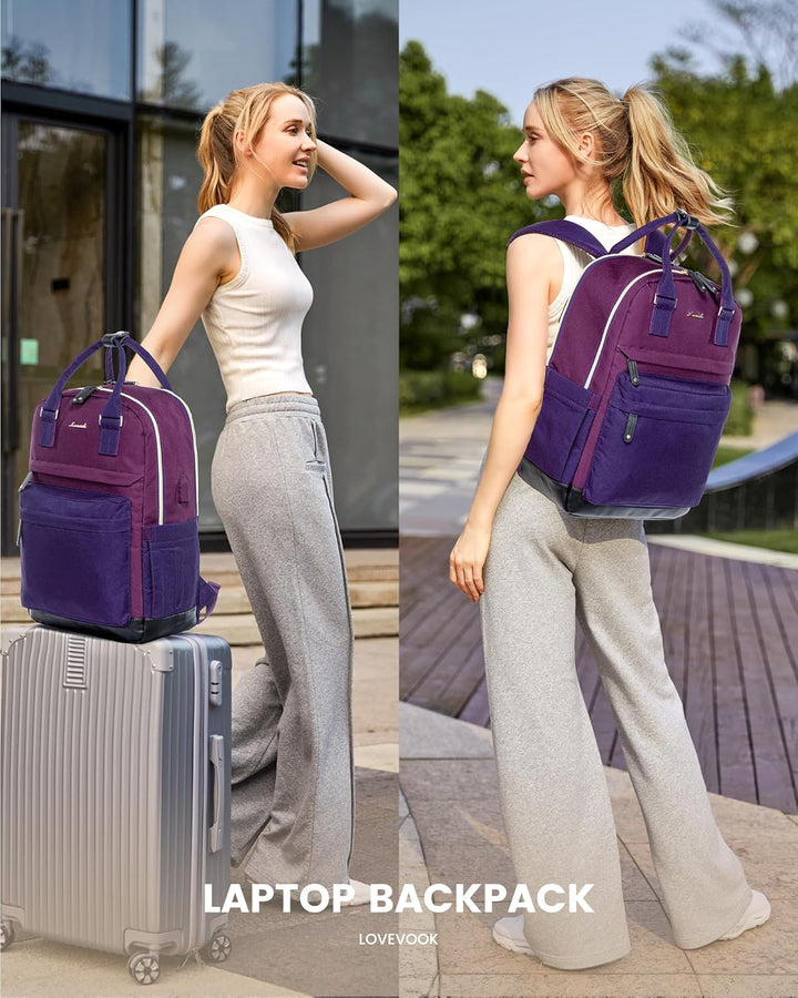 LOVEVOOK - Mochila para laptop de viaje para mujer, bolsa antirrobo...