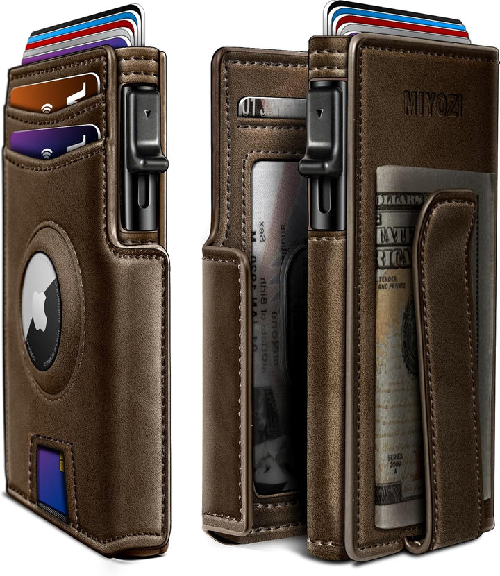 Miyozi - Billetera Airtag para hombre, con clip de dinero, estuche...