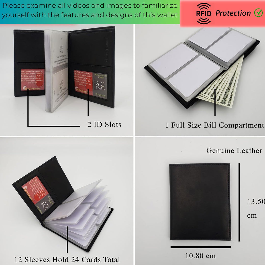 AG Wallets Cartera europea hipster de piel con bloqueo de señal RFI...