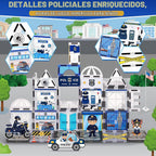 60PCS Police Station Magnetic Tiles Construction Set con 6 Magnetic Dolls