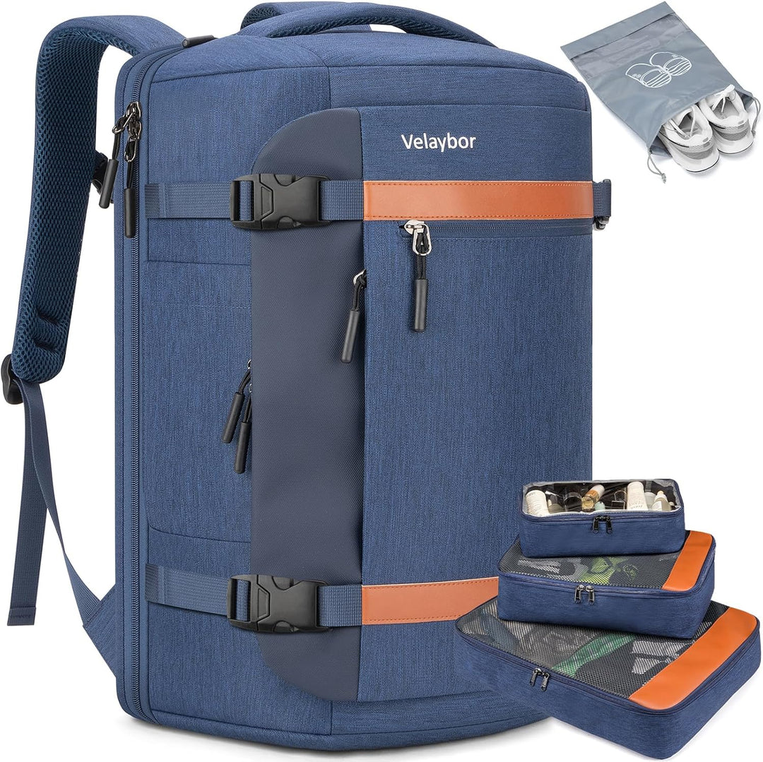 Velaybor Mochila de viaje de 42L con 4 cubos de embalaje, bolsa de...