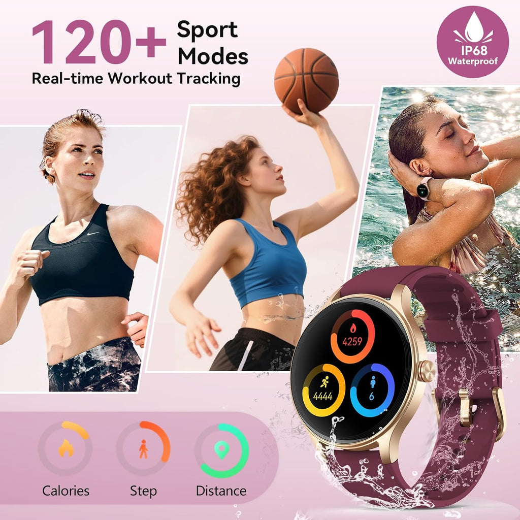 Fitpolo - Reloj inteligente para mujer, pantalla HD de 1.57 pulgadas