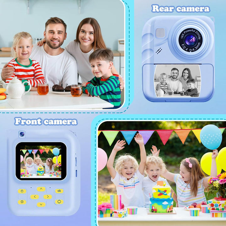 Cámara de impresión instantánea para niños, cámara de video 1080P c...