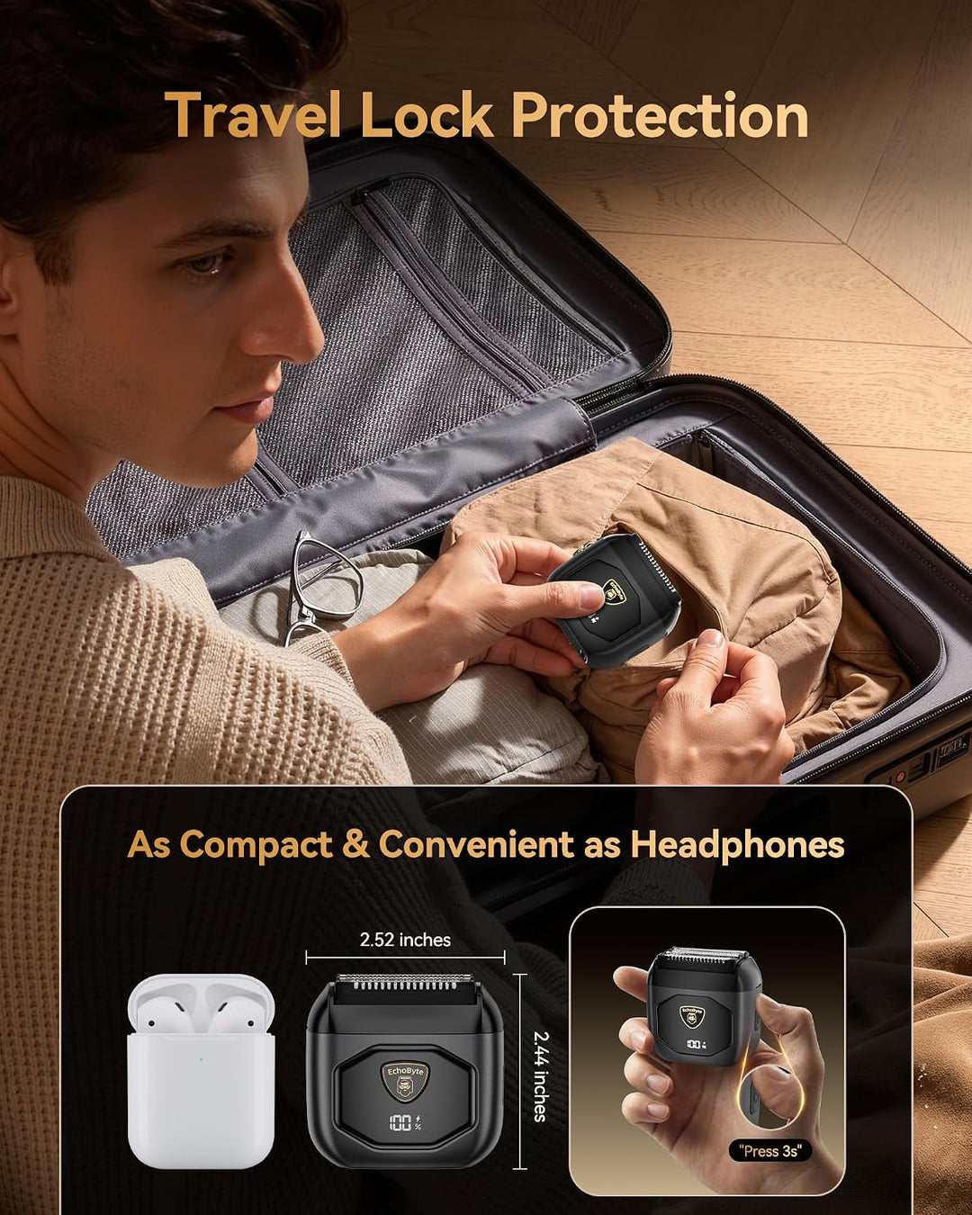 EchoByte Afeitadora eléctrica de metal completo para hombres: 4 cuc...