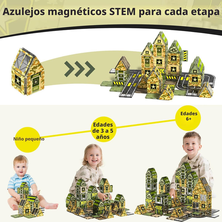 GobiDex Juguetes magnéticos del ejército, bloques de construcción m...
