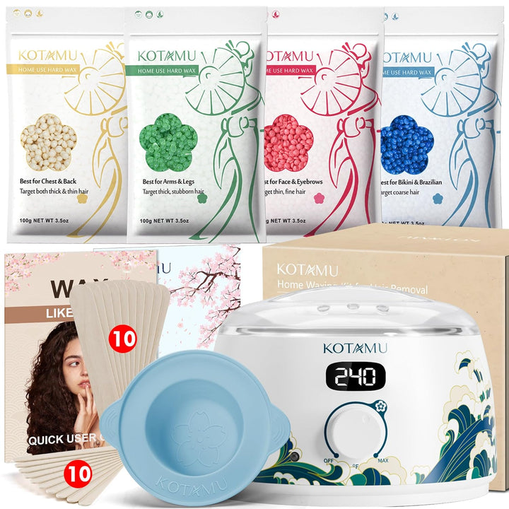 Kit de depilación KOTAMU para mujeres y hombres, calentador de cera...