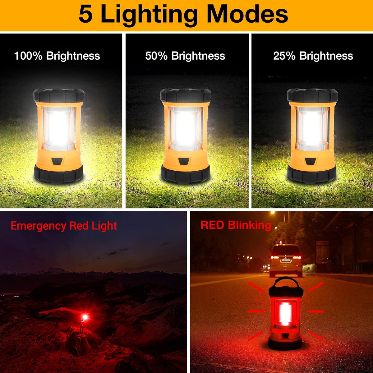 Lámpara CT CAPETRONIX Linterna de campamento, luz brillante de campamento de 3200 lúmenes, linterna LED recargable de 4600 mAh para cortes de energía, 5 modos de luz, lámpara de campamento para pesca, huracán