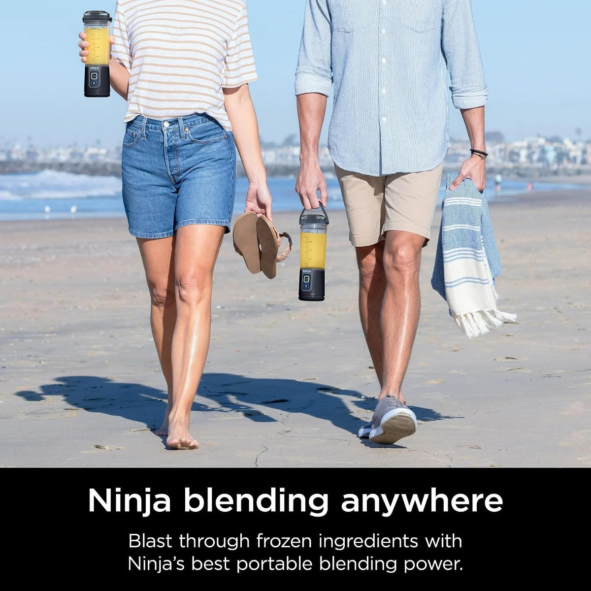 Ninja Blast 16 oz. Licuadora personal portátil con tapa a prueba de fugas y pico Easy Sip, perfecta para batidos, inalámbrica, recargable por USB-C, piezas aptas para lavavajillas (Renovada) (Negro)