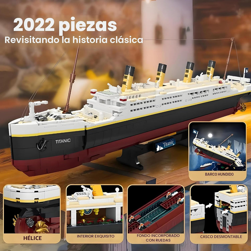 Kit de modelo Titanic - Juego de bloques de construcción de buques Titanic grandes, rompecabezas educativo 3D STEM, regalos para niños y adultos, arquitectura coleccionable ideal para decoración del hogar y la oficina
