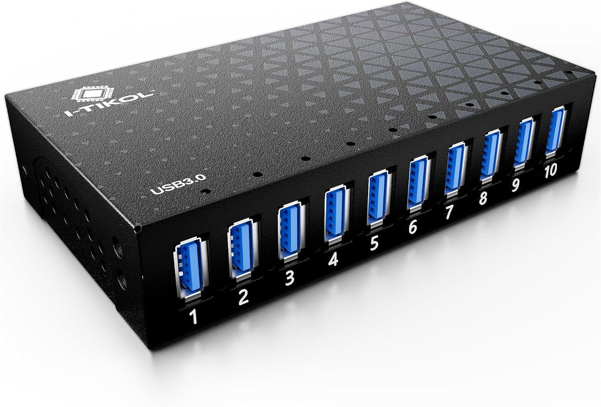I-Tikol, hub USB 3.0 de 10 puertos, alimentado, adaptador 12V/5A