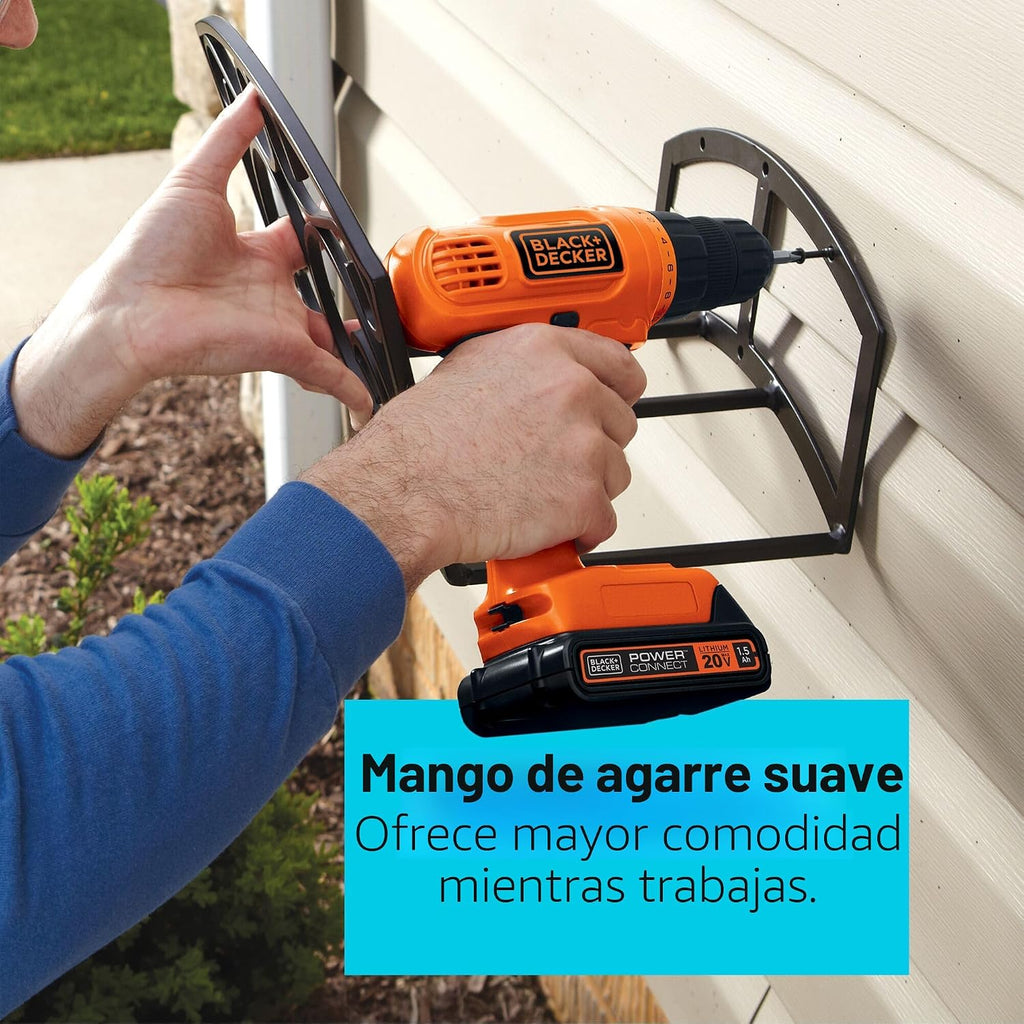 BLACK+DECKER 20V MAX POWERCONNECT - Taladro eléctrico inalámbrico con juego de brocas de 30 piezas y kit de controladores, batería y cargador incluidos (LD120VA)