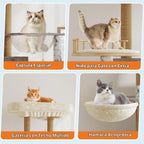 Árbol para gatos con caja de arena, torre para gatos de varios niveles con muebles ocultos, percha superior de felpa grande, postes rascadores de sisal, condominio para gatos y hamaca para gatos de