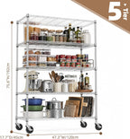 M MZG Estantería de garaje resistente con 5 estantes, estante de almacenamiento ajustable para cocina, lavandería, baño, despensa, capacidad de 1750 libras, color plateado, 17.7 x 47.3 x 75.6 pulgadas