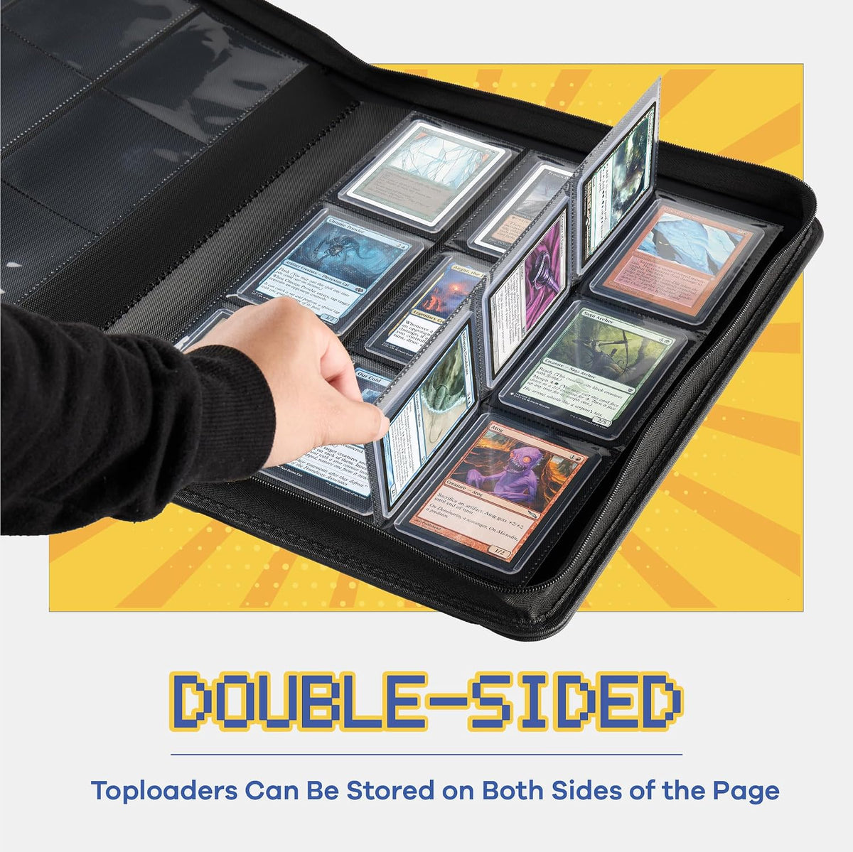 Carpeta de 9 bolsillos Toploader, Libro de cartas premium Clovecat, contiene 252 cartas coleccionables con 20 fundas Top-loader removibles, carpetas de PU para cartas, álbum de cartas para MTG, TCG