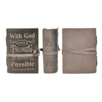 LEATHER VILLAGE Versículo bíblico con Dios, gris pizarra 7x5.