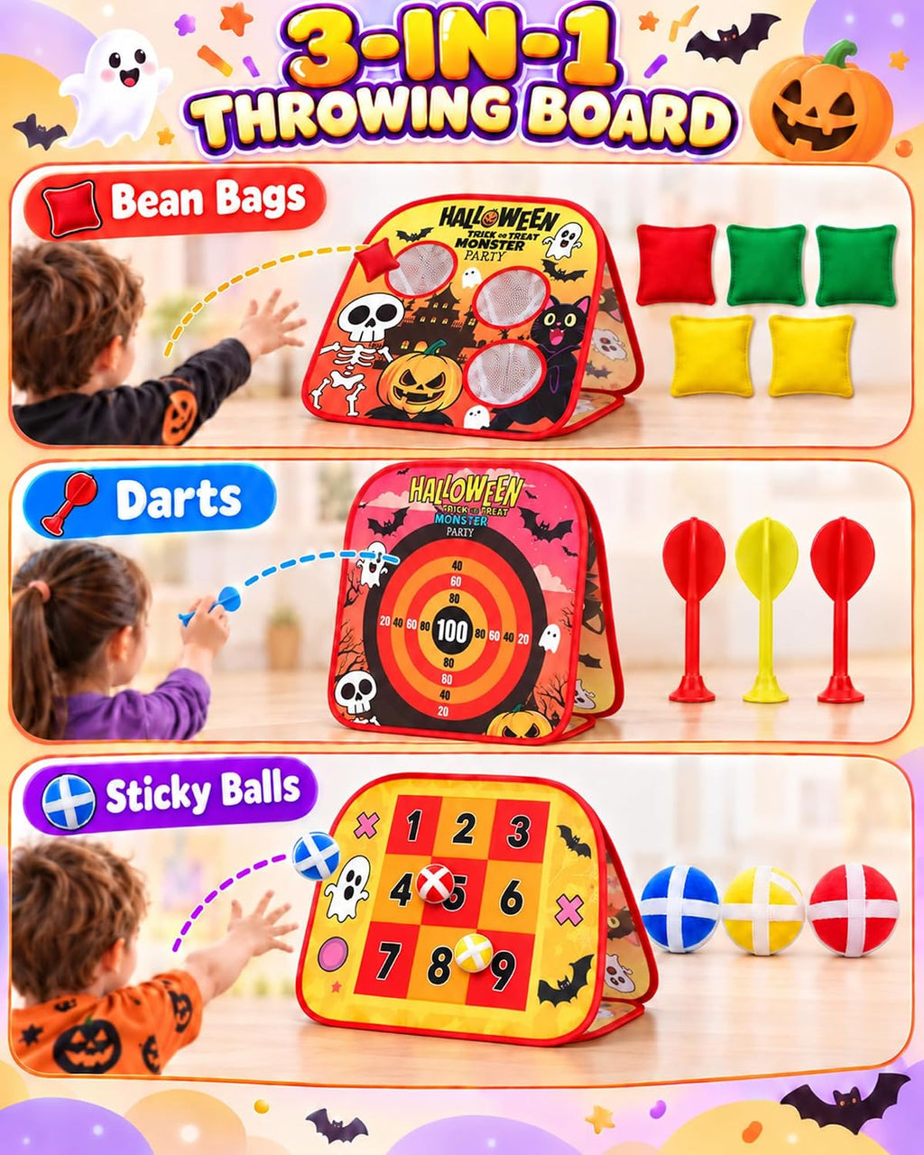 Juego de lanzamiento de bolsas de frijoles de Halloween para niños