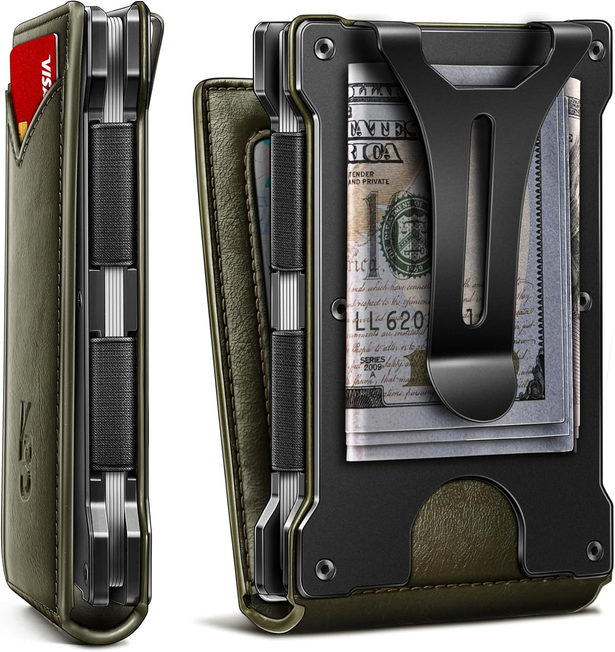 KEMISANT Billetera para hombre - Cartera delgada con clip para dine...