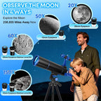 Hawkko Telescopio Portátil para Niños y Principiantes 80mm Apertura 500mm