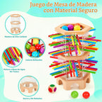 Montessori - Juego de mesa de madera con 42 palos y dados para niños de 3 a 6 años
