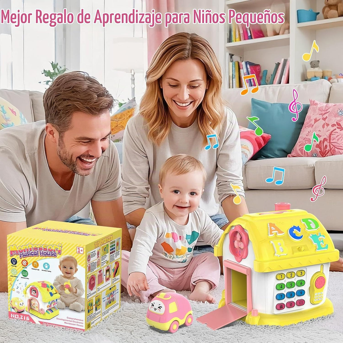 Juguetes para regalos de niña de 1 año, casa Montessori musical bilingüe 12