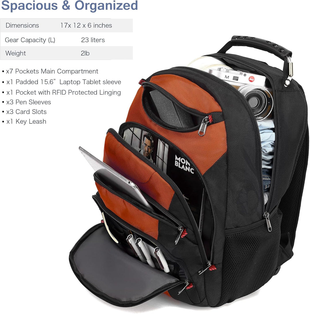 Mochila para laptop Boavan para hombre (Negro, 15.6), Elegante