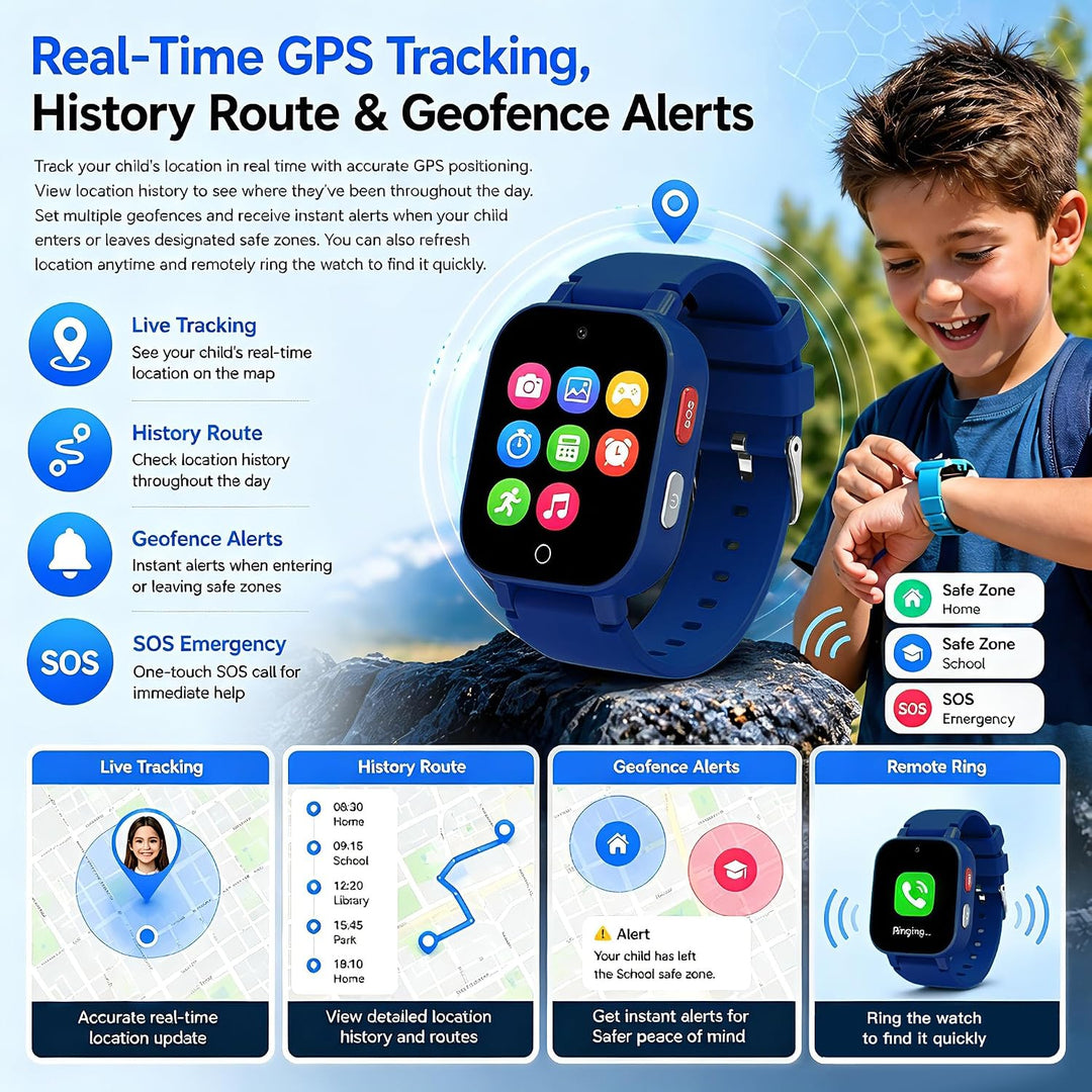 DXPICR Reloj inteligente 4G para niños con rastreador GPS, video y...