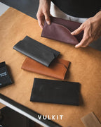 VULKIT Cartera de cuero genuino con sobres para dinero en efectivo, cierre magnético