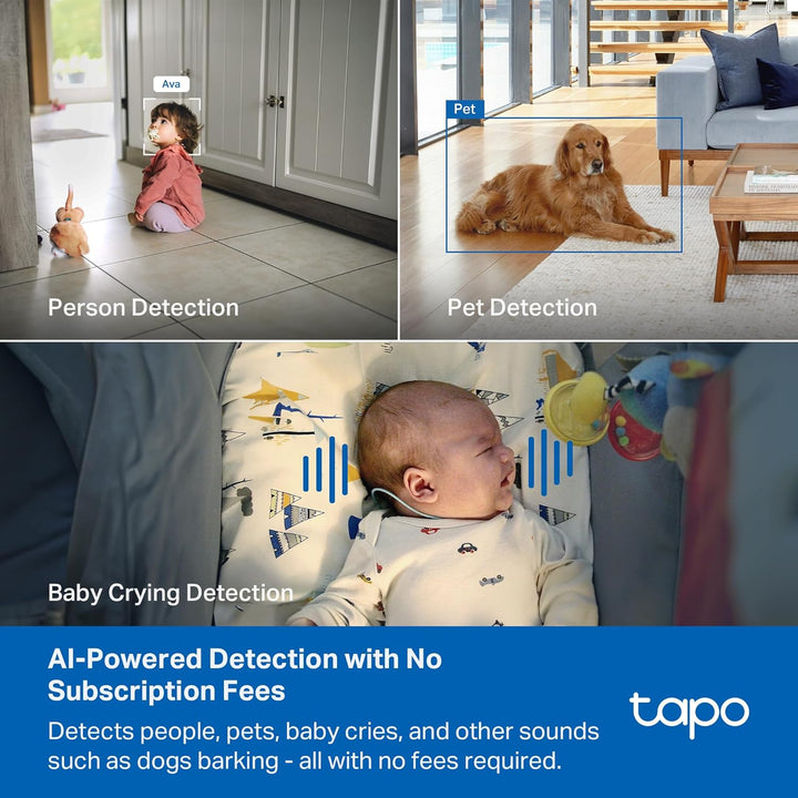 Tapo - Cámara de seguridad interior Pan\/Tilt de 4K para monitor de...
