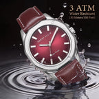 Reloj Perry Ellis para hombre con energía solar | Relojes de pulsera analógicos resistentes al agua de cuero vegano para hombre | Caja de 42mm | Relojes para hombres | Elegante regalo para hombre