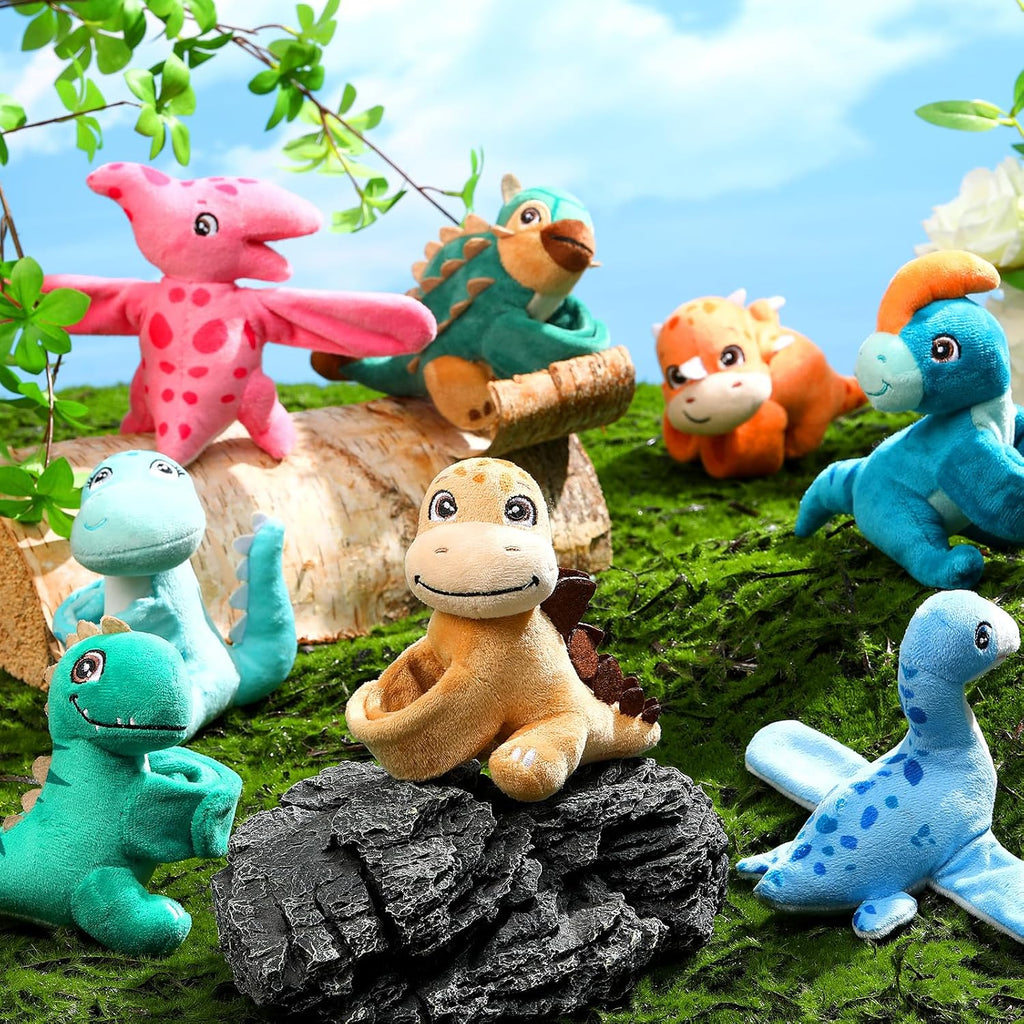 Liliful - Paquete de 8 pulseras de peluche para niños, diseño de dinosaurio