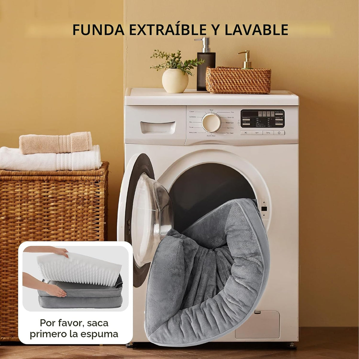 Bedsure Camas Ortopédicas para Perros Tamaño Grande - Cama Lavable para Perros Grandes y Gatos Impermeable, Sofá Cómodo para Perros con Funda Extraíble y Lavable, Cama para Mascotas con Parte Inferior