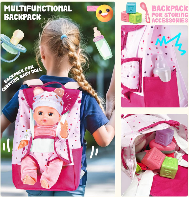 SMILESSKIDDO Muñeca de bebé con mochila transportadora, muñecas rea...