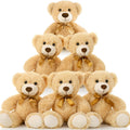 MorisMos Paquete de 6 osos de peluche a granel, osos de peluche pequeños de 14 pulgadas, bonitos osos de peluche para centro de mesa, baby shower, San Valentín, boda, cumpleaños, color marrón claro